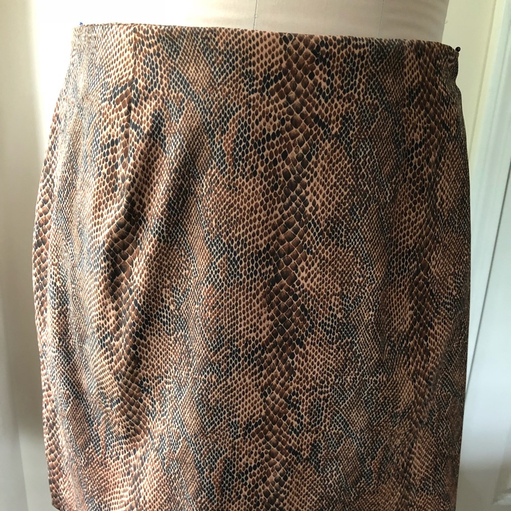 Snake print pencil skirt vegan faux suede
